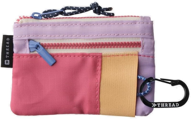 Thread Wallets محفظة صغيرة – محفظة بسحاب مدمجة مع نافذة هوية واضحة، جيوب للنقود والبطاقات، ومكان لتخزين المفاتيح – محفظة سفر خفيفة الوزن مقاومة للتمزق للرجال والنساء (خليط صيفي) - Image 1